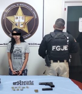 Captura AMIC a mujer en posesión de arma de fuego y droga en Ciudad Obregón