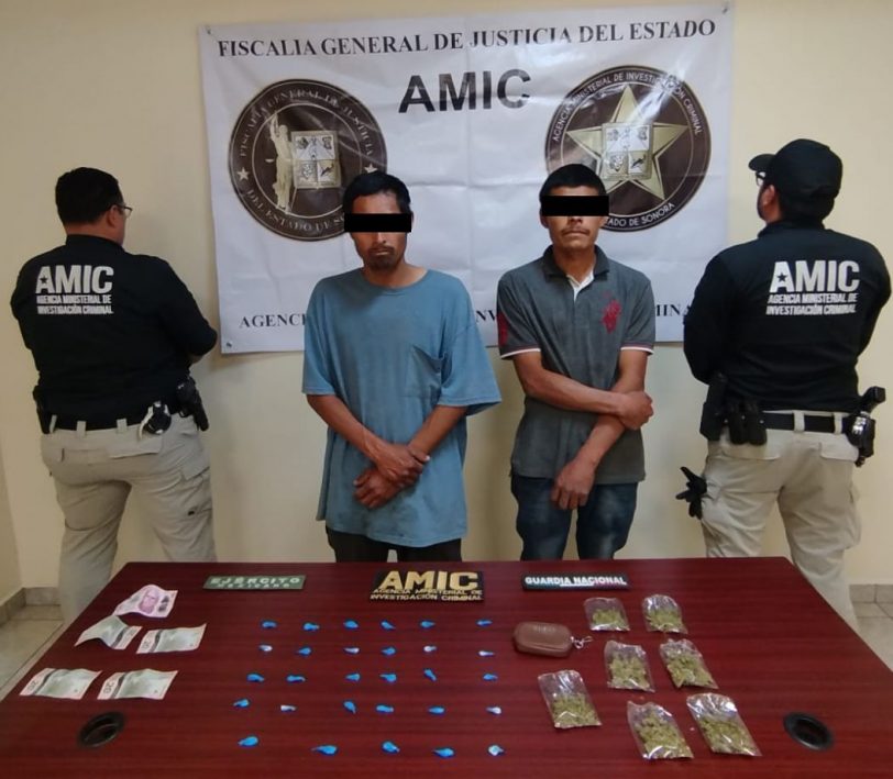 Operativo conjunto asegura droga y detiene a dos hombres durante cateo positivo en San Luis Río Colorado